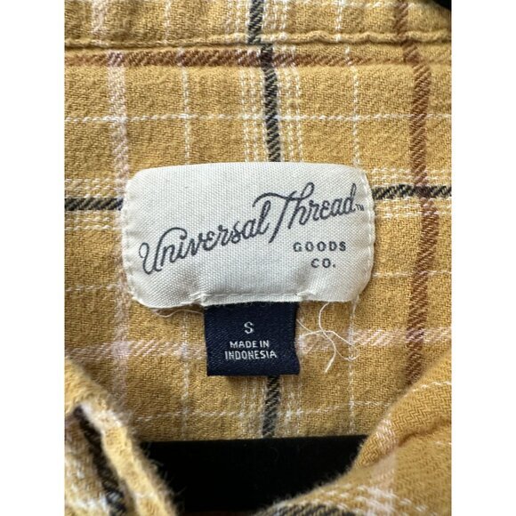Universal Threads Womens Yellow Flannel S long sleeve‎ button up collared cotton - Picture 3 of 6